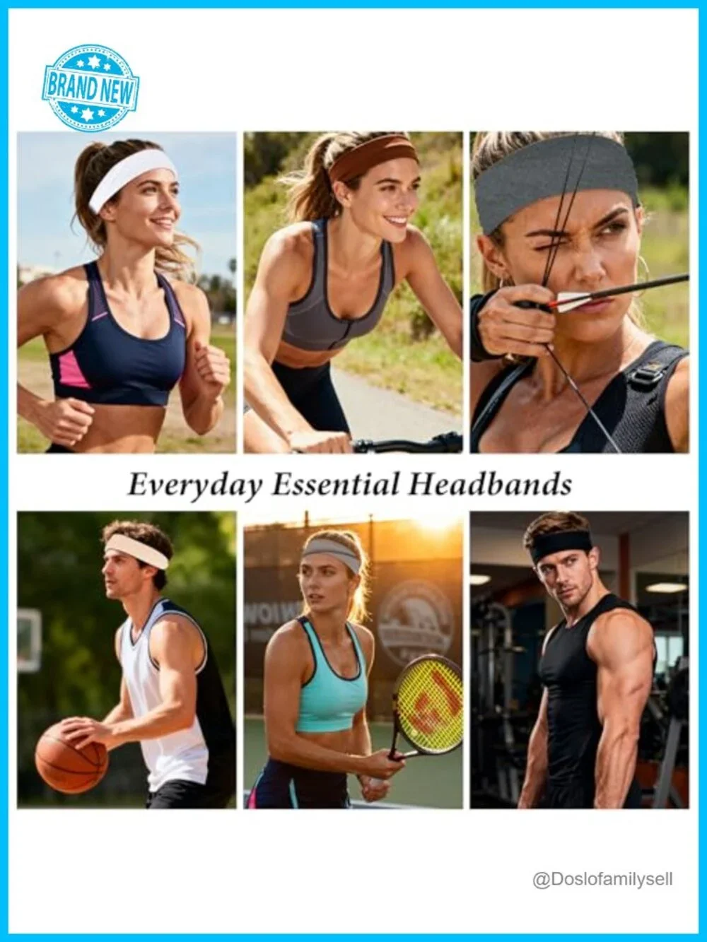 6 Pack Non-Slip Workout Headbands for Women Stretchy Athletic Sweatbands